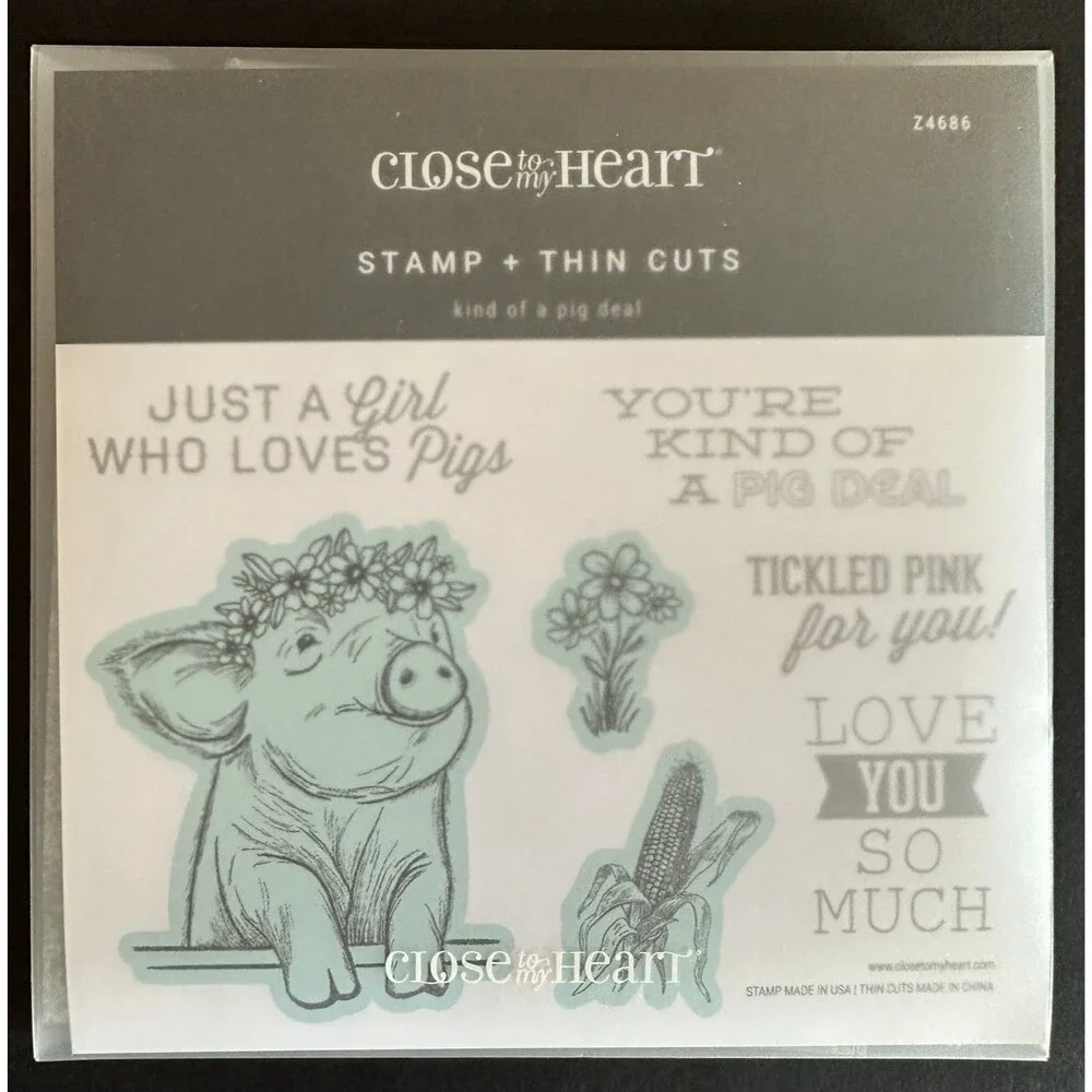 CTMH Z4686 THIN CUTS & C1970 KIND OF A PIG DEAL ~ Stamp and Die set pigs piggy